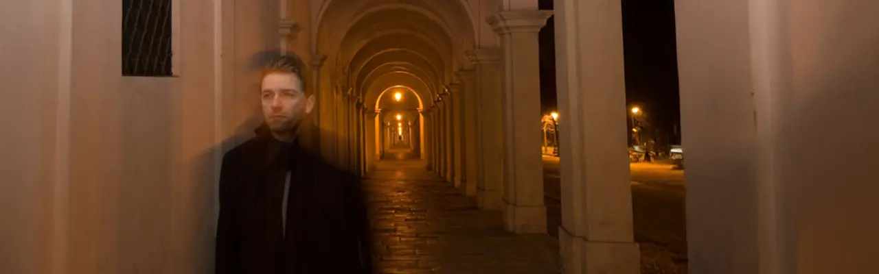 Photo of Luca Ambrosi walking in the night